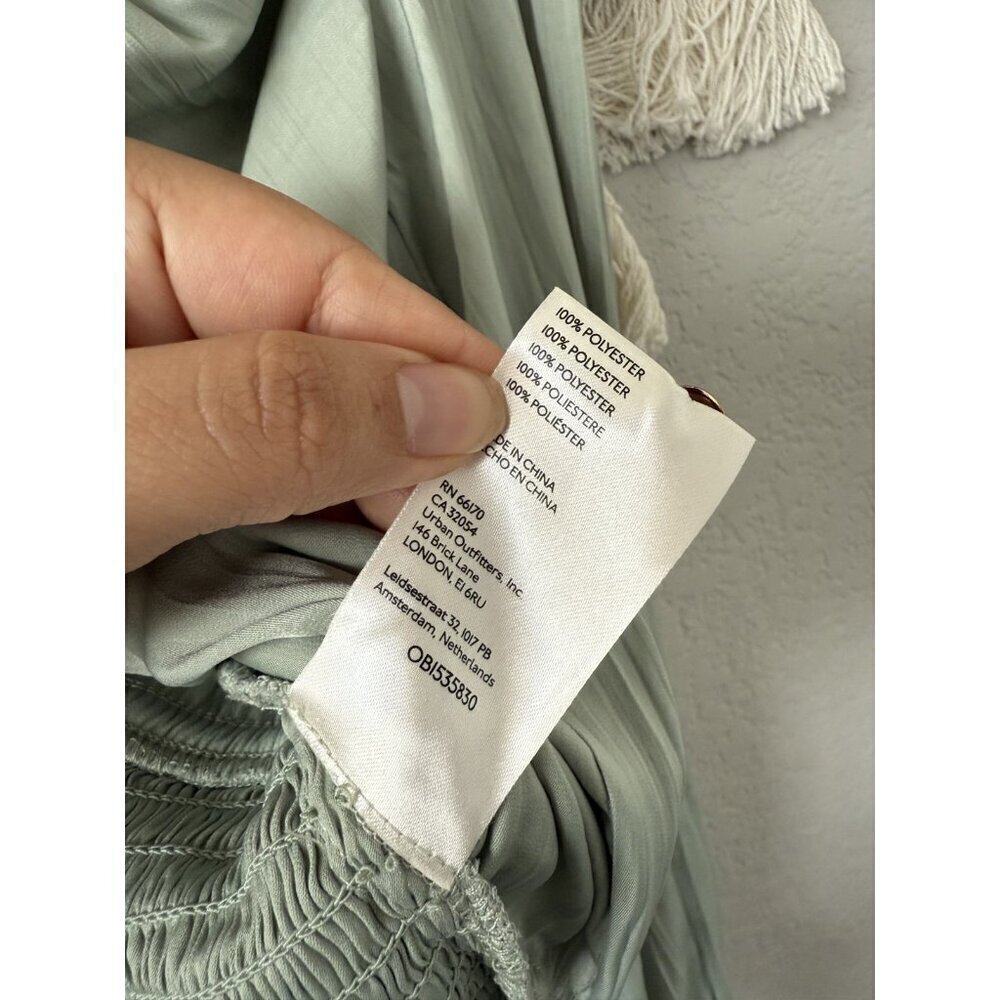 By Anthropologie Mint Green Blouson Corset Style Open Back Silky Top Elegant MP - Picture 7 of 9